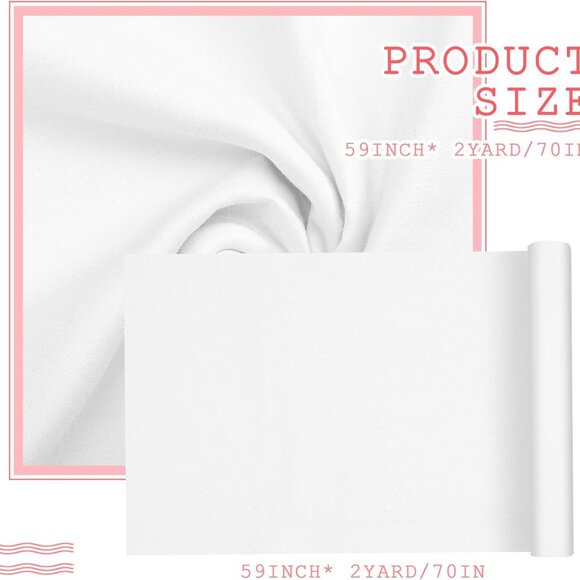 White Cotton Fabric 59x2 Yards Quilting Sewing Material for DIY Crafting - Picture 2 of 7